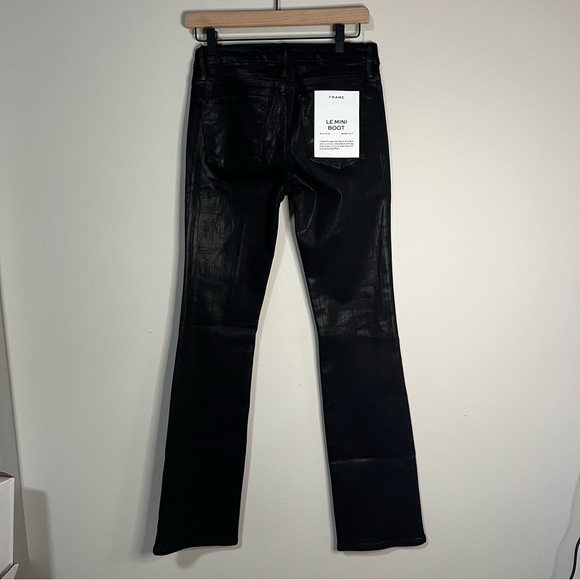 NWT FRAME Le Mini Boot Black Coated Trousers Pants Size 26 - Picture 10 of 10